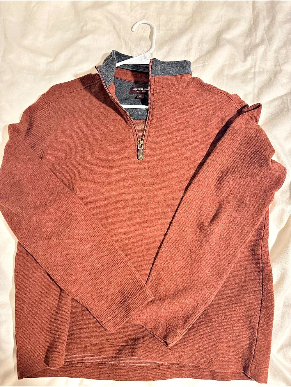 Johnston & Murphy Men's Quarter Zip Sweater in Brown
